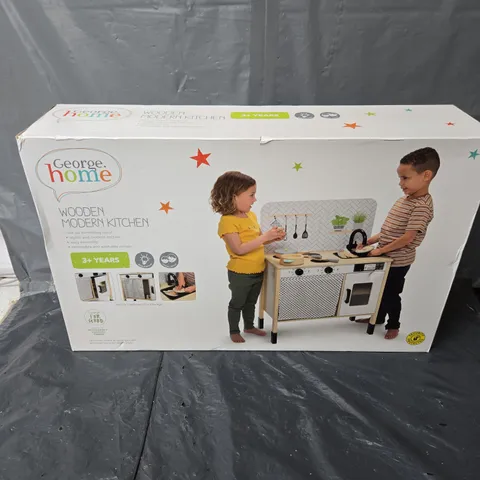 BOXED WOODEN MODERN KITCHEN PLAYSET