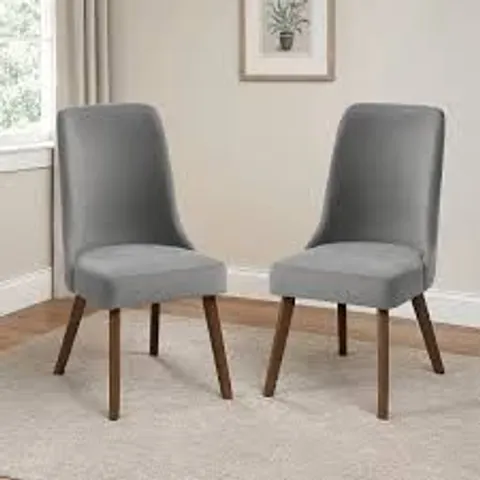 BOXED PAIR OF HUXLEY GREY FABRIC DINING CHAIRS