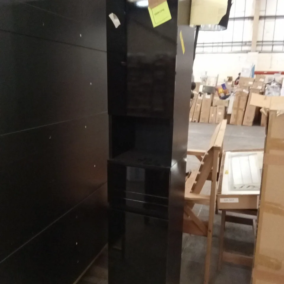 FREESTANDING BATHROOM CABINET WITH 3 DRAWERS GLOSS BLACK