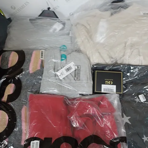 LARGE BOX OF ASSORTED BAGGED AND UNBAGGED CLOTHING TO INCLUDE ASOS, MATALAN AND KATIE LOXTON