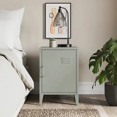 BOXED HELGA METAL BEDSIDE TABLE - SAGE (1 BOX)