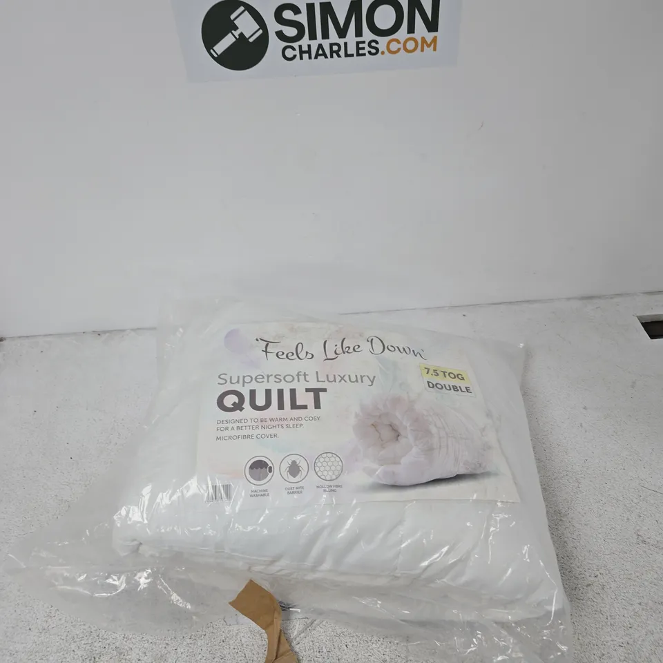 FEELS LIKE DOWN SUPERSOFT LUXURY QUILT – 7.5 TOG DOUBLE, MICROFIBRE COVER