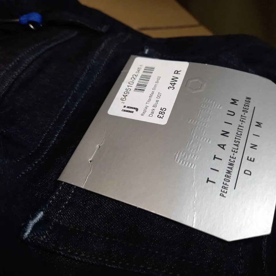 REPLAY TITANIUM DARK BLUE JEANS - SIZE W34R