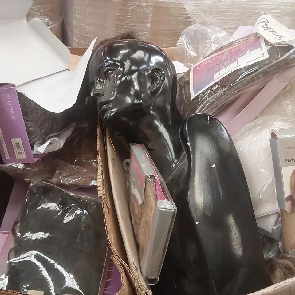 PALLET CONTAINING A VERY LARGE QUANTITY OF WIGS AND RELATED ACCESSORIES ECT