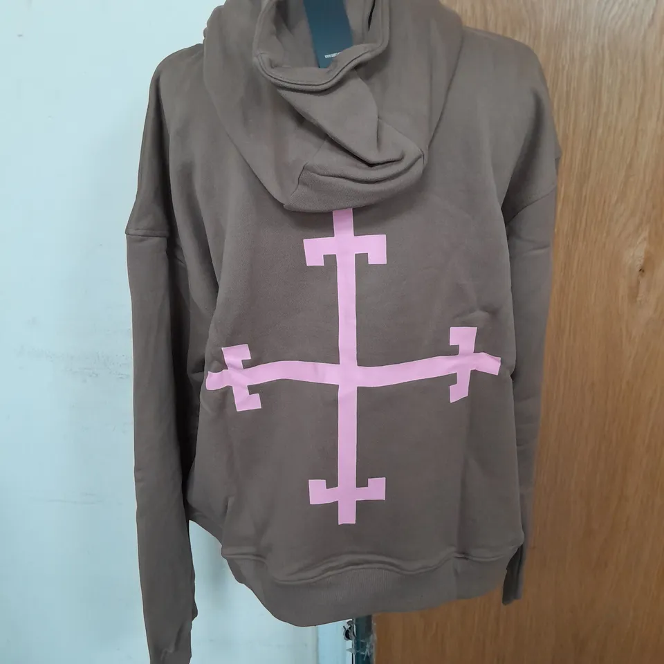SAINT MIND FULL ZIP JERSEY JACKET IN BROWN AND PINK SIZE M