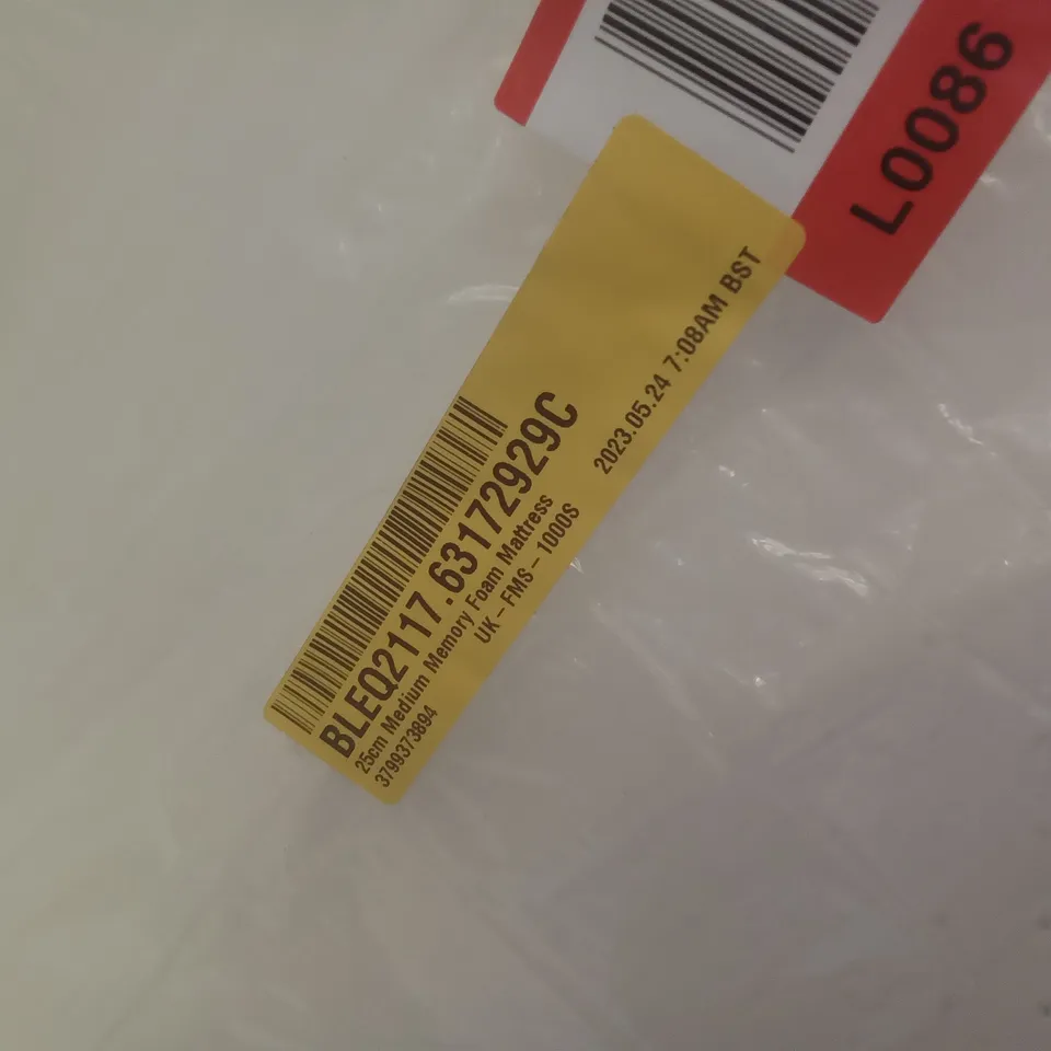 QUALITY BAGGED 3' SINGLE 25CM MEDIUM MEMORY FOAM MATTRESS 