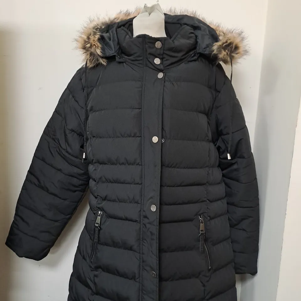 SPINDLE BOUTIQUE LONG PADDED BLACK COAT - 3XL