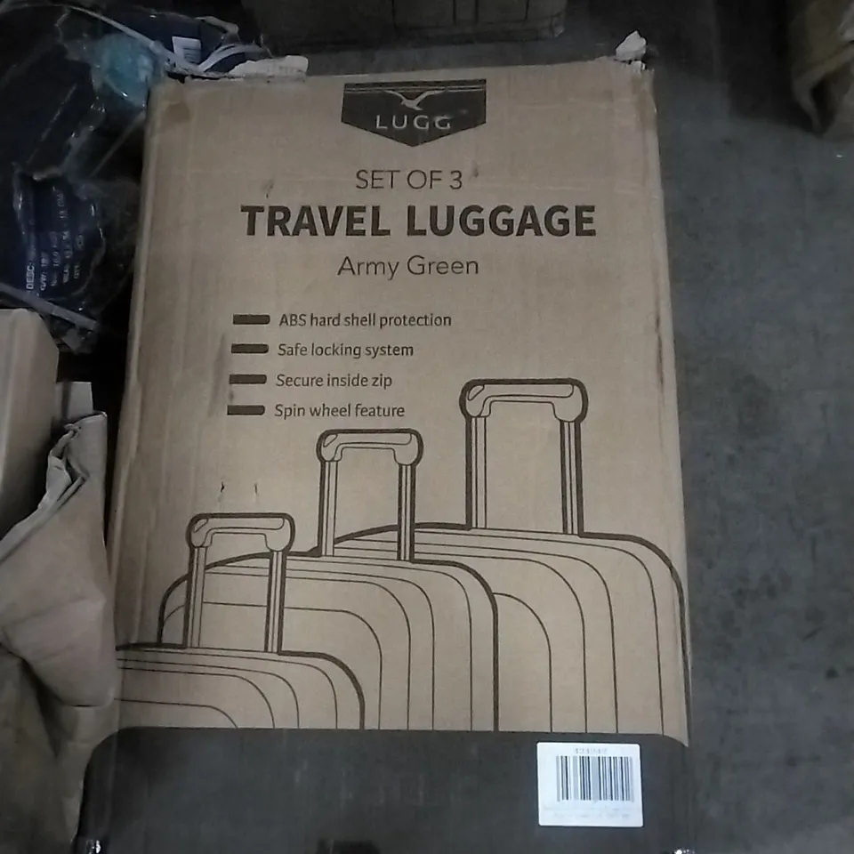 BOXED LUGG TRAVEL LUGGAGE SUITCASE - ARMY GREEN 