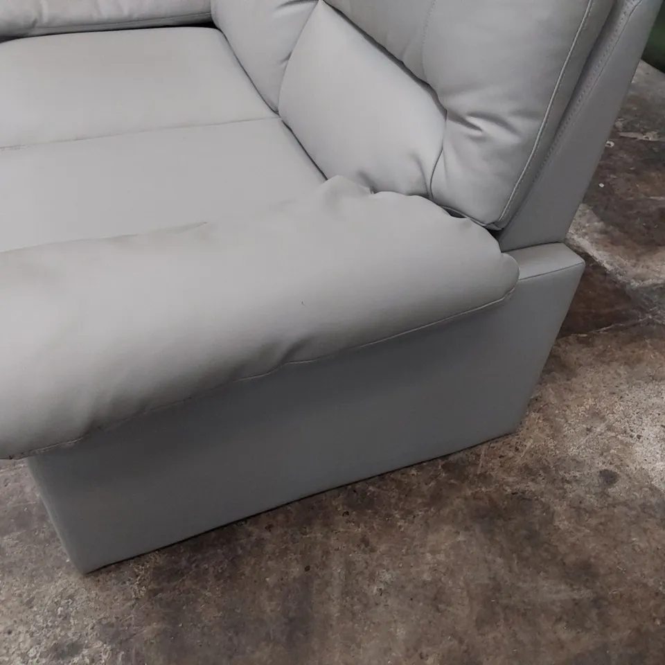 DESIGNER TWO SEATER SOFA GREY LEATHER 