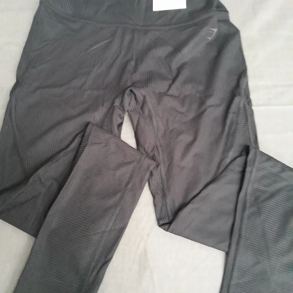 GYMSHARK RIBBED LEGGINGS IN BLACK - S BODY FIT