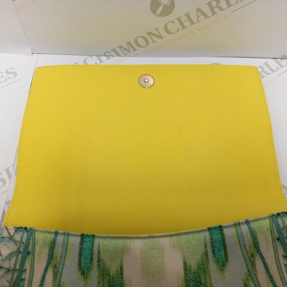 ROBERTO CAVALLI GREEN YELLOW FABRIC SHOULDER BAG