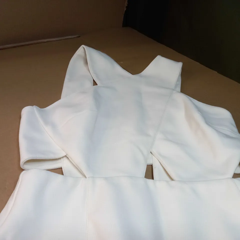 KAREN MILLEN CREAM FORM FITTING MIDI DRESS - SIZE 12