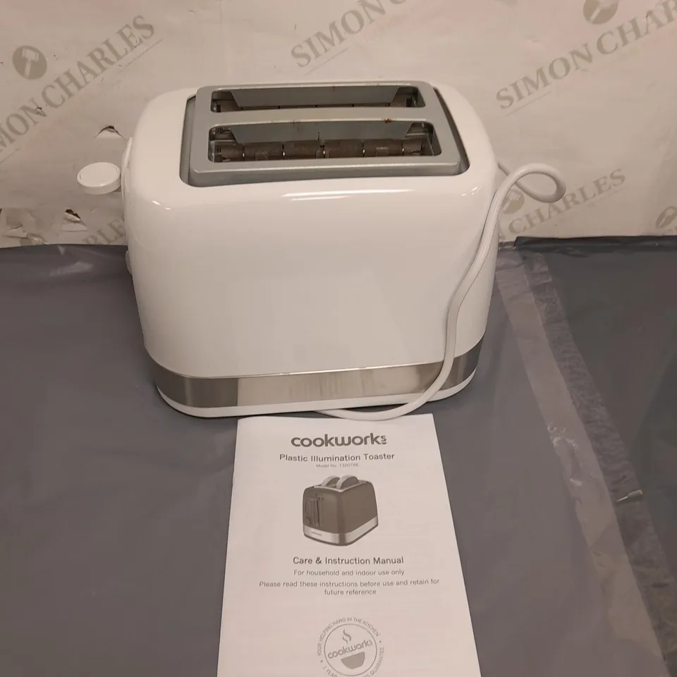 BOXED COOKWORKS 2 SLICE WHITE PLASTIC TOASTER