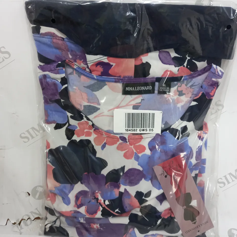 BOX OF APPROXIMATELY 25 NINA LEONARD FLORAL PRINT MIRACLE MATTE JERSEY - XL