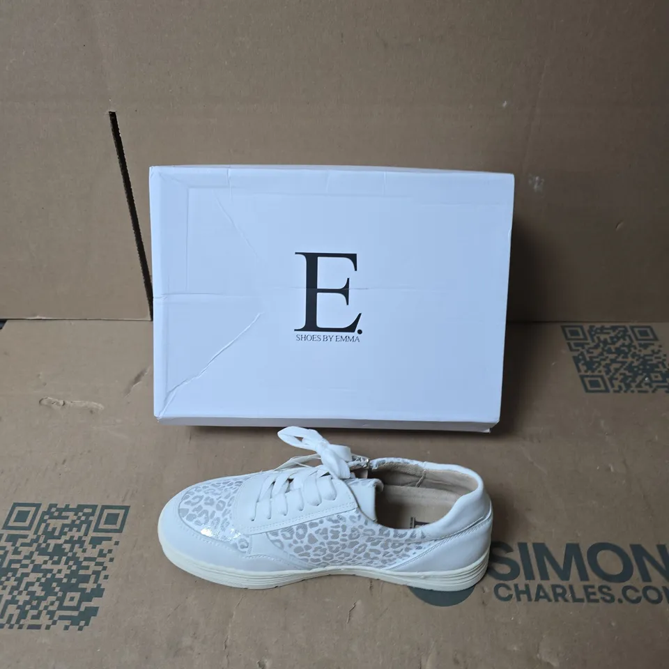 E. SHOES BY EMMA WHITE SNEAKERS – LEOPARD PRINT PANELS, UK SIZE 5 
