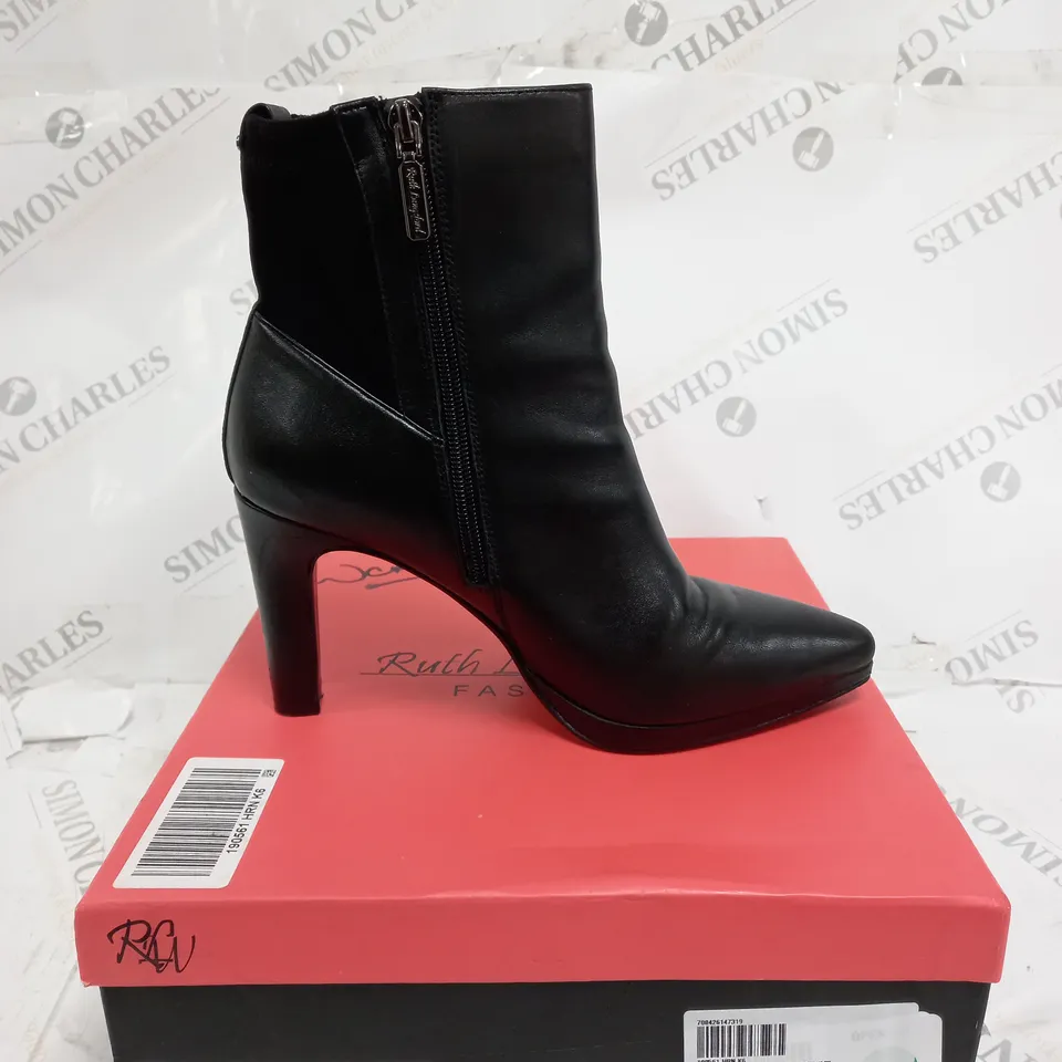 RUTH LANGSFORD PLATFORM LEATHER ANKLE BOOT - BLACK - UK 6