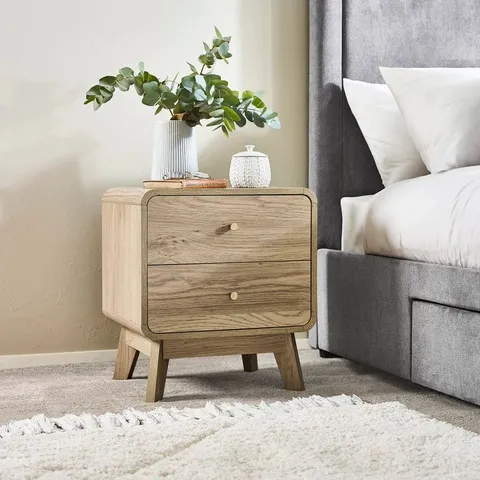 BOXED INGRID 2 BEDSIDE DRAWER - LIGHT OAK (1 BOX)