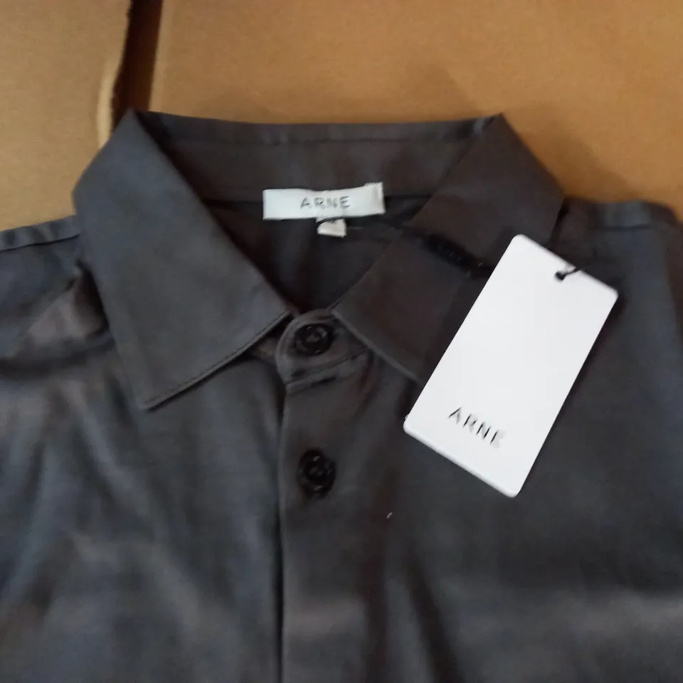 ARNE MERCERISED BUTTON THROUGH SHIRT - M