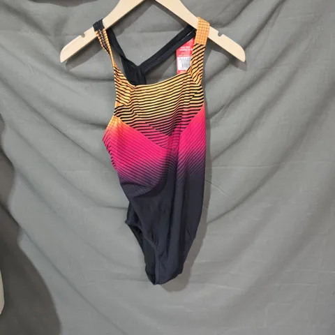SPEEDO MEDALIST AF ONE-PIECE SWIMSUIT – WOMEN'S, UK 14 (EU 40) – GRADIENT PINK/ORANGE/NAVY