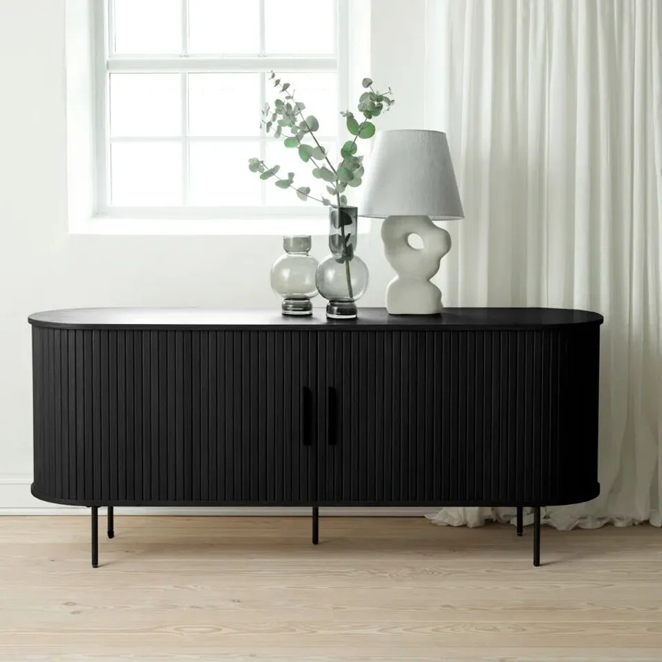 BOXED SHYANNE 180CM SIDEBOARD - BLACK OAK (2 BOXES)