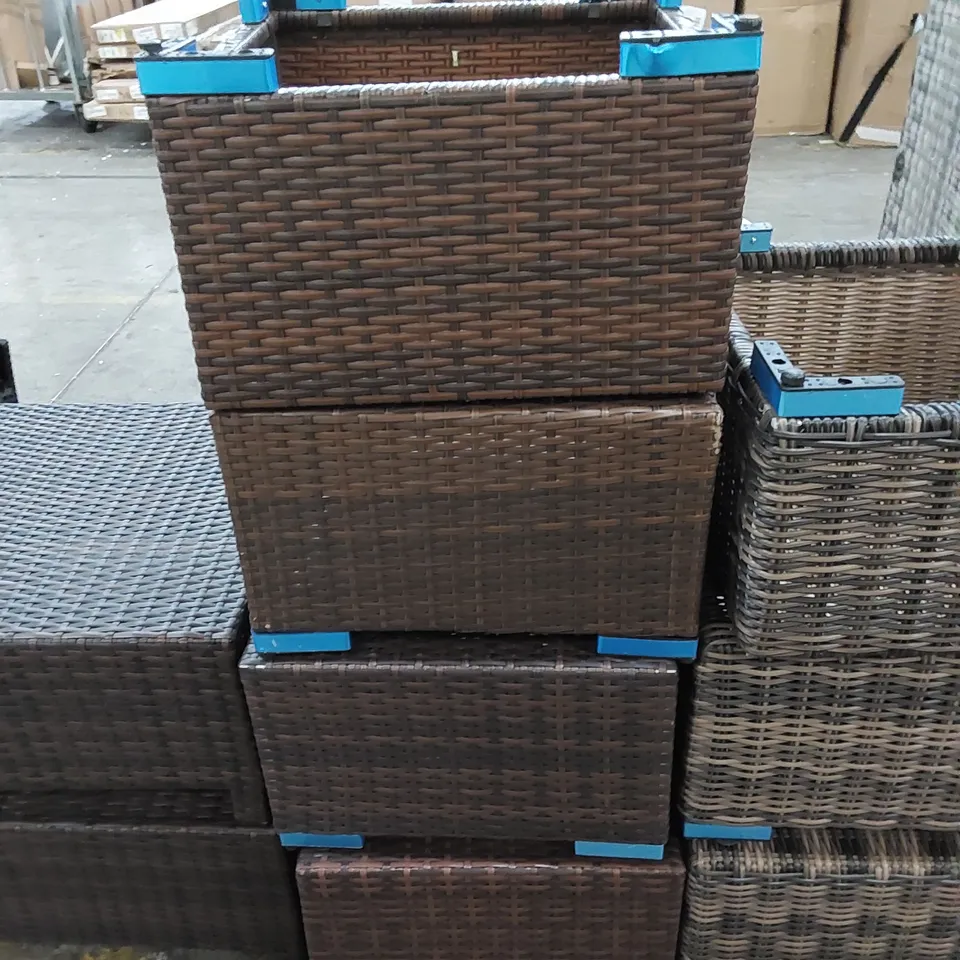 4 X BROWN RATTAN FOOTSTOOLS