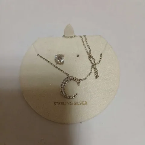 DIAMONIQUE 1.9CT TW INITIAL  'C' PENDANT & EARRING SET IN BAUBLE STERLING SILVER 