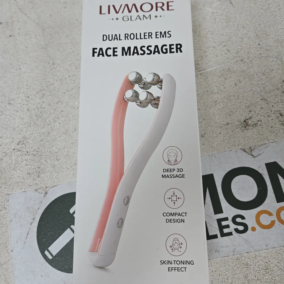 LIVMORE GLAM DUAL ROLLER EMS FACE MASSAGER – COMPACT DESIGN