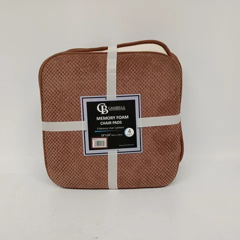 CASABELLA SET OF 4 BROWN MEMORY FOAM CHAIR PADS 16 X 16IN