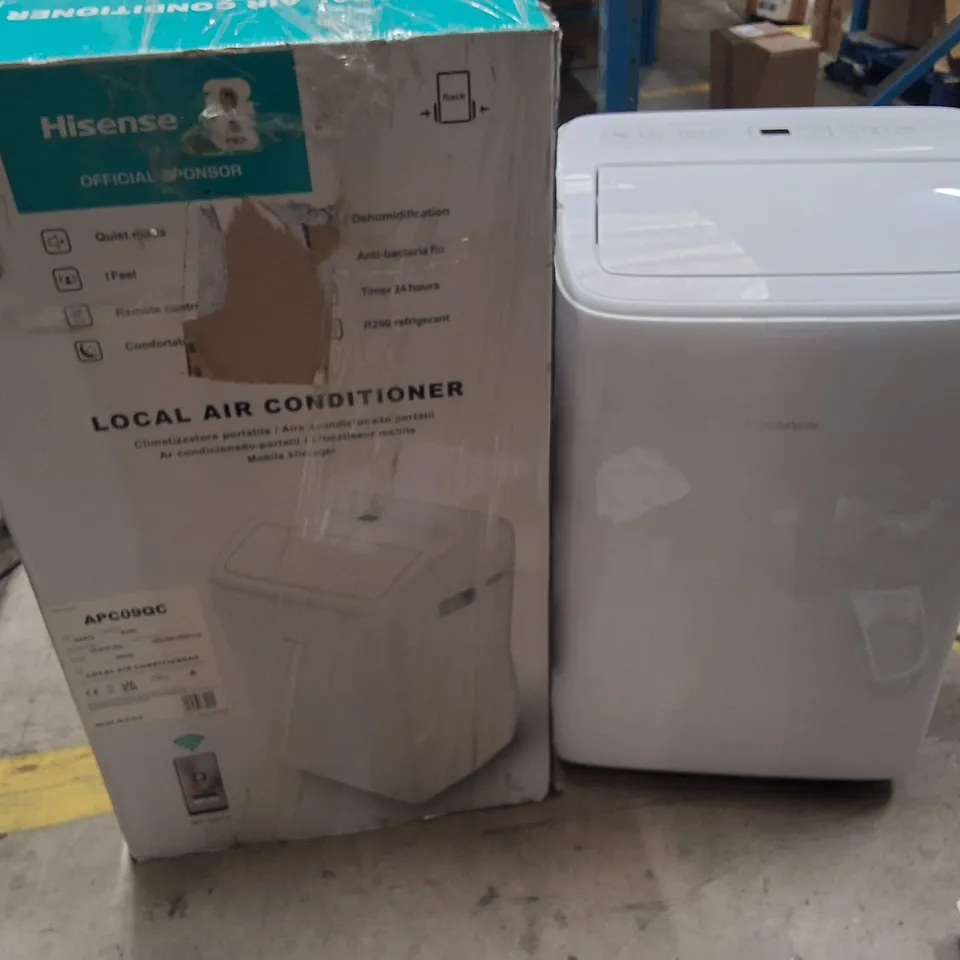 BOXED HISENSE APC09QC WHITE PORTABLE LOCAL AIR CONDITIONER APC09QC