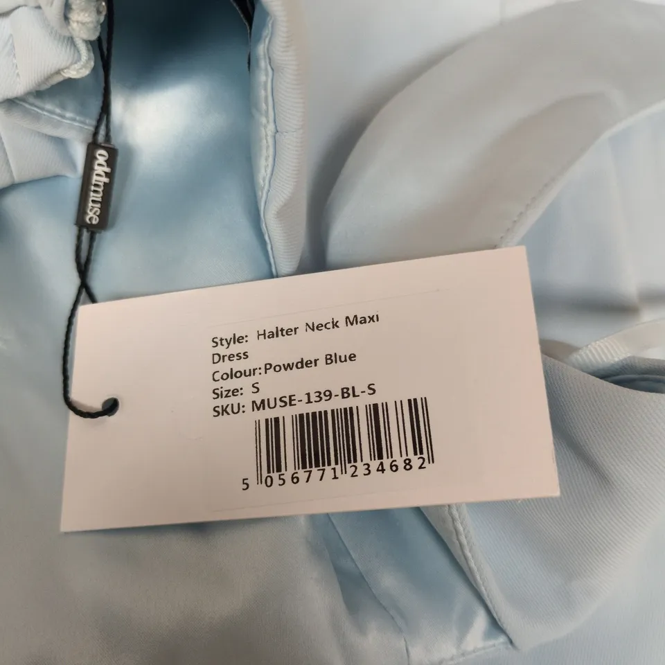 MUSE POWDER BLUE HALTER-NECK MAXI DRESS – SIZE S (MUSE-139-BL-S)
