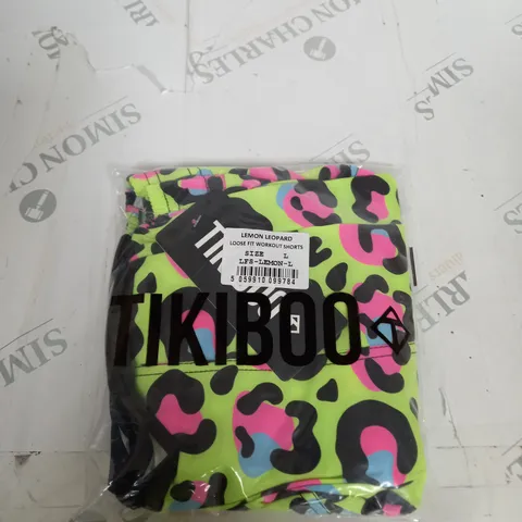 BAGGED TIKIBOO LEMON LEOPARD LOOSE FIT WORKOUT SHORTS SIZE L
