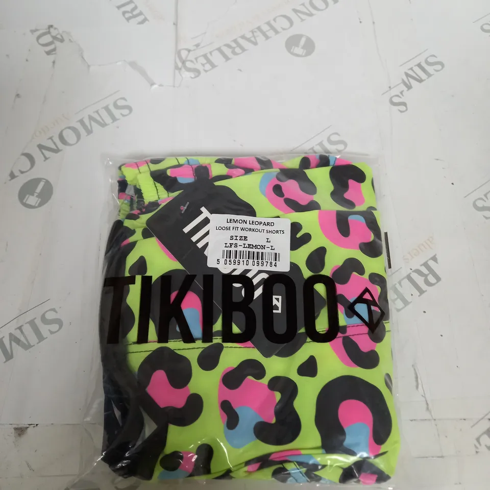 BAGGED TIKIBOO LEMON LEOPARD LOOSE FIT WORKOUT SHORTS SIZE L