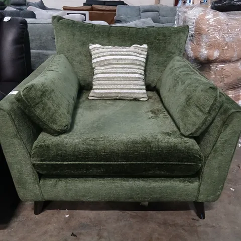 DESIGNER GREEN FABRIC ARMCHAIR