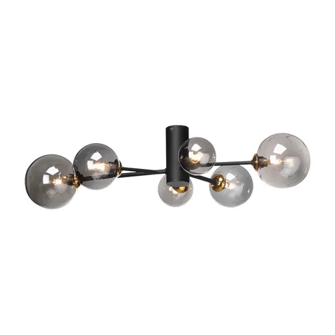 BOXED SIMSBURY 6-LIGHT BLACK/SMOKE GEOMETRIC PENDANT