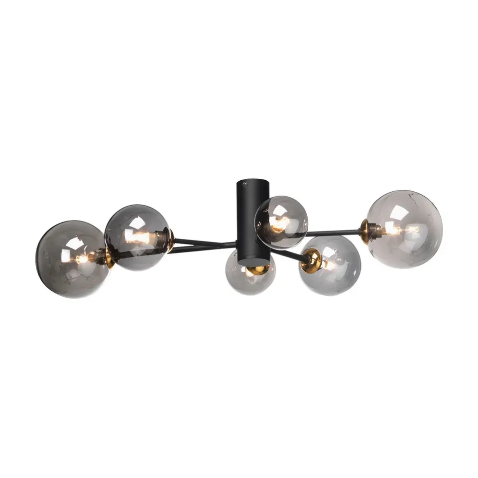 BOXED SIMSBURY 6-LIGHT BLACK/SMOKE GEOMETRIC PENDANT