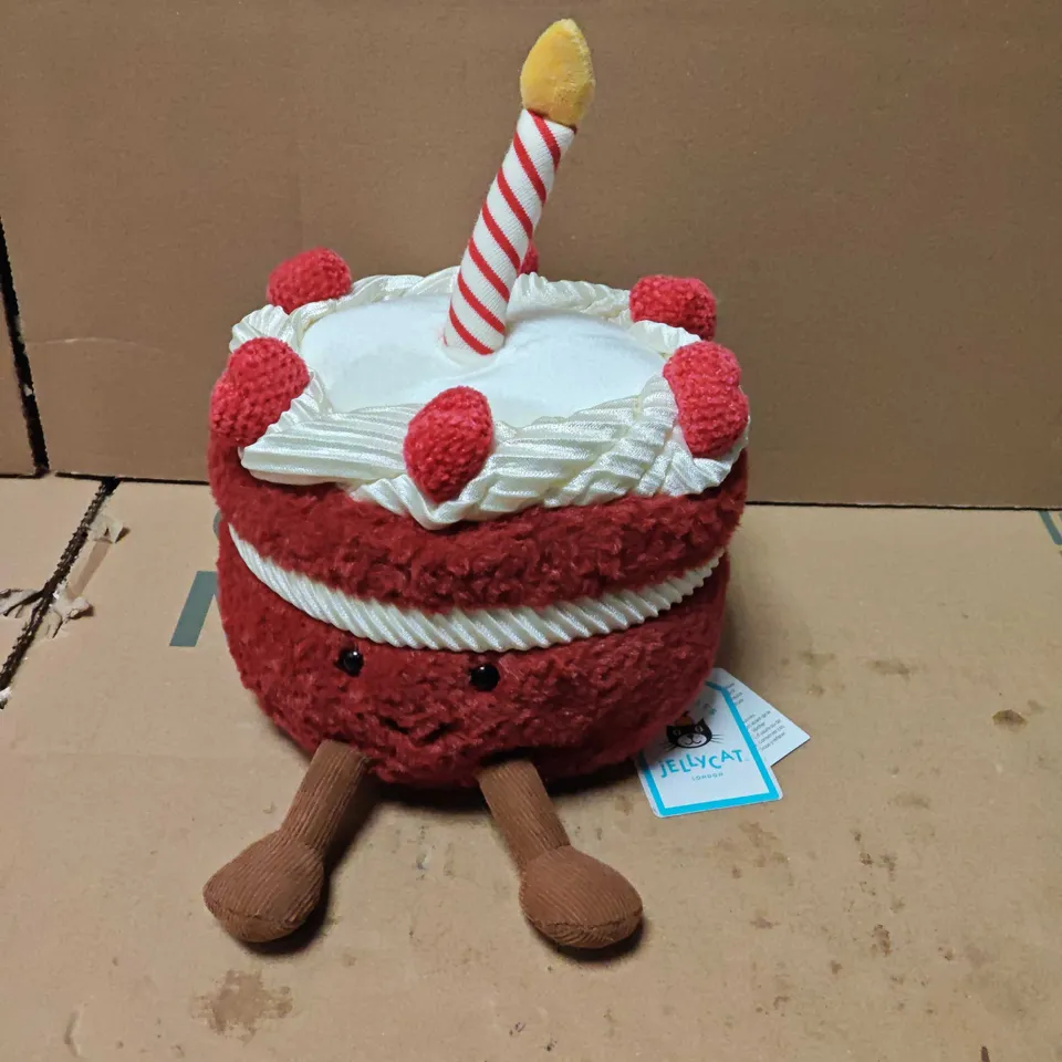 JELLYCAT CHERRY CAKE PLUSH - RED VELVET CAKE WITH CANDLE, JELLYCAT LONDON