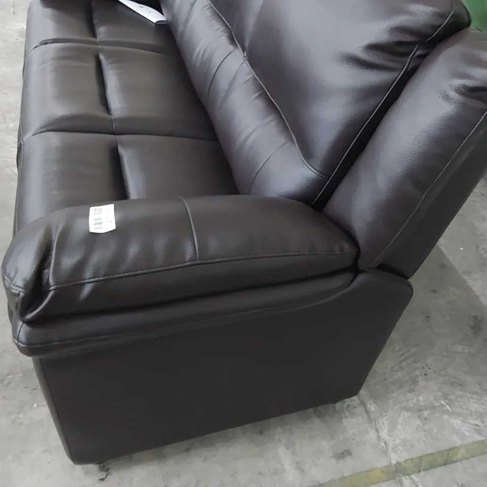 DESIGNER ALBION THREE SEATER SOFA BROWN FAUX LEATHER 