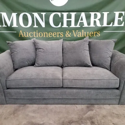 QUALITY DESIGNER DURY 3 SEATER SOFA - DARK GREY FABRIC