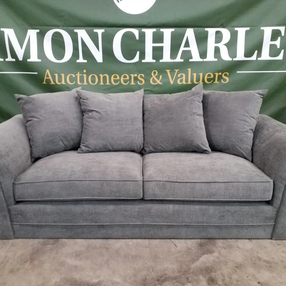 QUALITY DESIGNER DURY 3 SEATER SOFA - DARK GREY FABRIC
