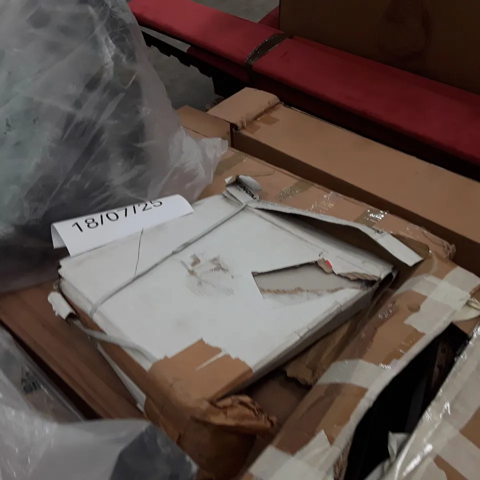 PALLET CONTAIN AN ASSORTMENT OF INCOMPLETE FLAT PACK FURNITURE 