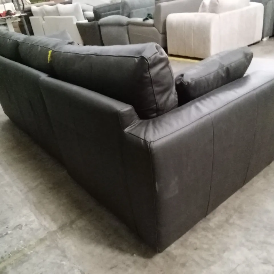 ARDEN ITALIAN LEATHER LEFT HAND CORNER CHAISE - BLACK RRP £2399
