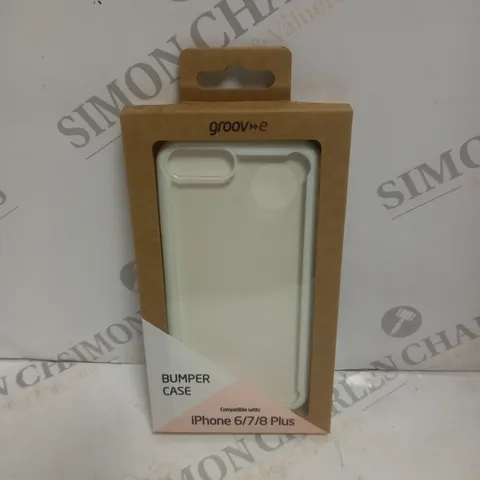 BOX OF APPROXIMATELY 45 BRAND NEW BOXED GROOV-E IPHONE 6/7/8+ BUMPER PHONE CASES IN WHITE