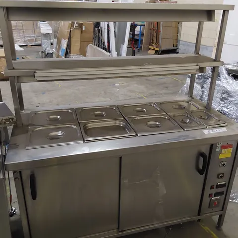 HEATED SERVERT CUPBOARD WITH BAIN MARIE SERVERY TOP & 2 TIER SHELVING
