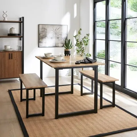 BOXED SAMPSON 4 SEATER DINING BENCH SET (1 BOX)