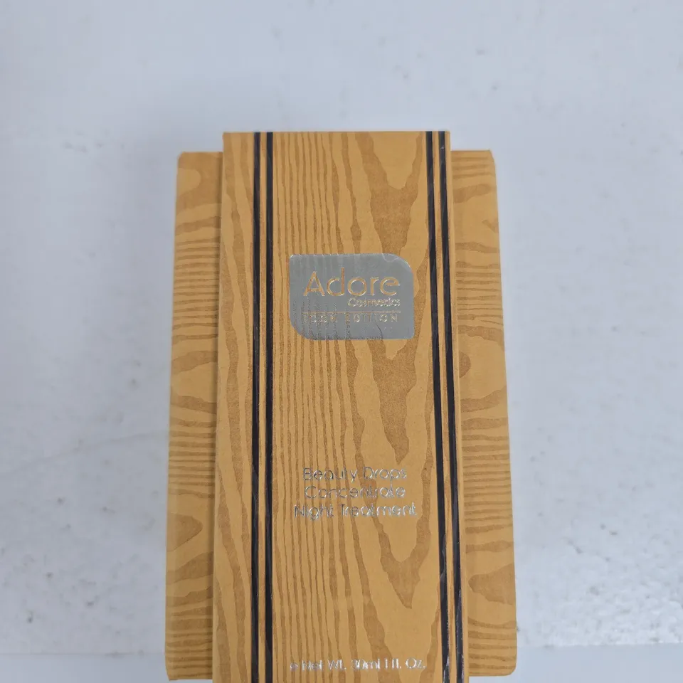 ADORE BEAUTY DROPS CONCENTRATE NIGHT TREATMENT – SERUM, BOXED IN A WOODEN PRESENTATION BOX