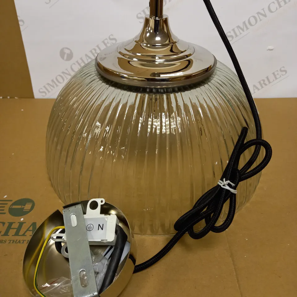 DAR LIGHTING YAMBOL PENDANT POLISHED NICKEL CLEAR GLASS LIGHT FIXTURE