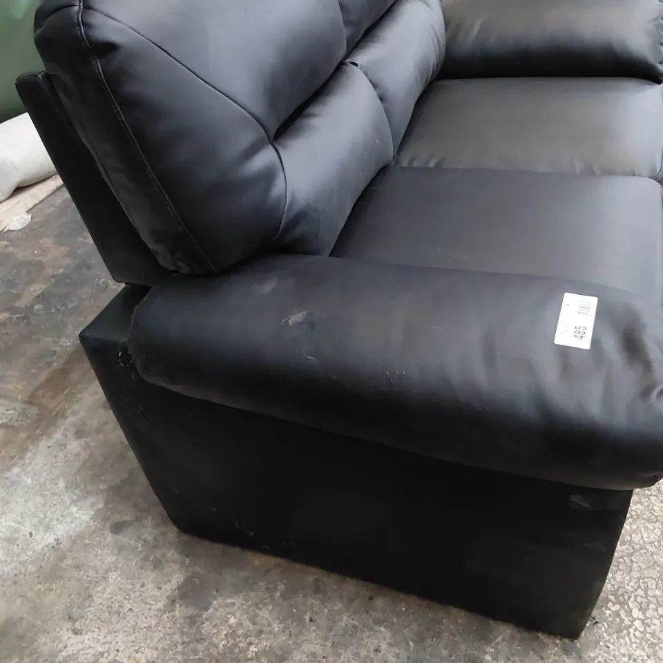 DESIGNER TWO SEATER SOFA BLACK LEATHER 