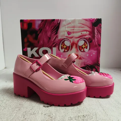 BOXED PAIR OF KOI TIRA MARY JANES 'STRAWBERRY CHEESECAKE EDITION' IN PINK SIZE UK 4