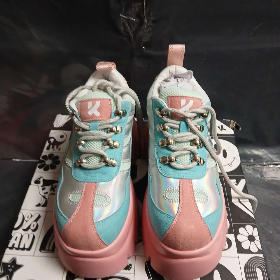 BOXED PAIR OF KOI FOOTWEAR BEANS CHUNKY PLATFORM SNEAKERS – UK SIZE 3