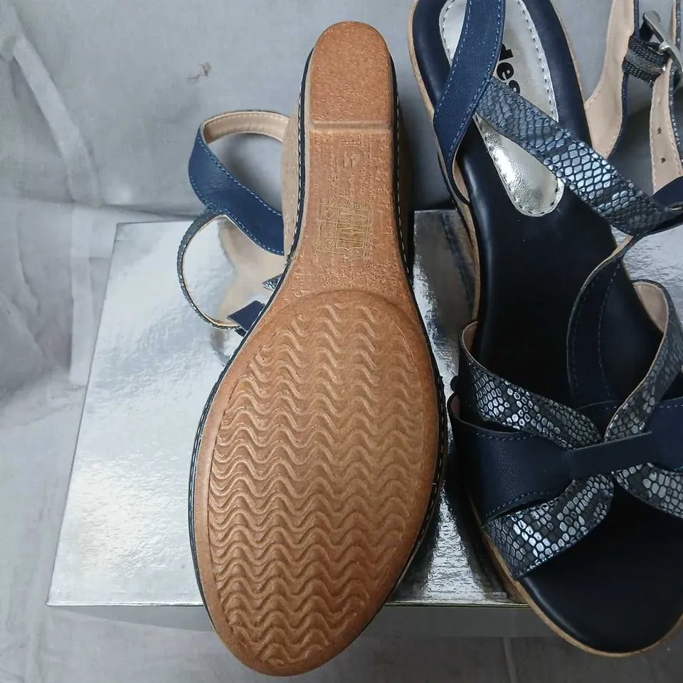 ADESSO ALICIA-A4232 NAVY STRAPPY WEDGE SANDALS - UK 8 (EU 41)
